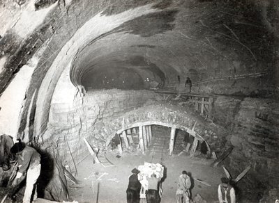 Making the tunnel at Place de Roubaix for the Metro Station at the Gare du Nord, Ligne 5, 7th May 1906 by French Photographer